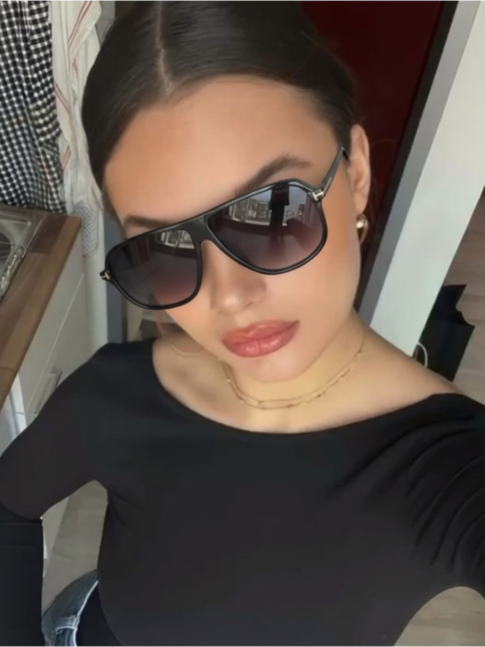 Tom Ford Women's Black Frame Sunglasses with Gradient Lenses